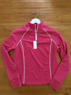 johnnie-O Women’s  Pink Striped Quarter-Zip Pullover Womens small